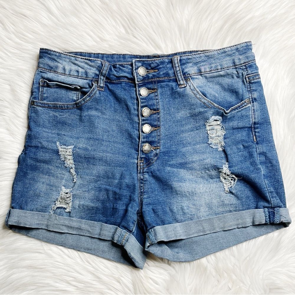 Fire & Rain Denim Cuffed Button Fly Shorts Blue Size 11 - Picture 4 of 4